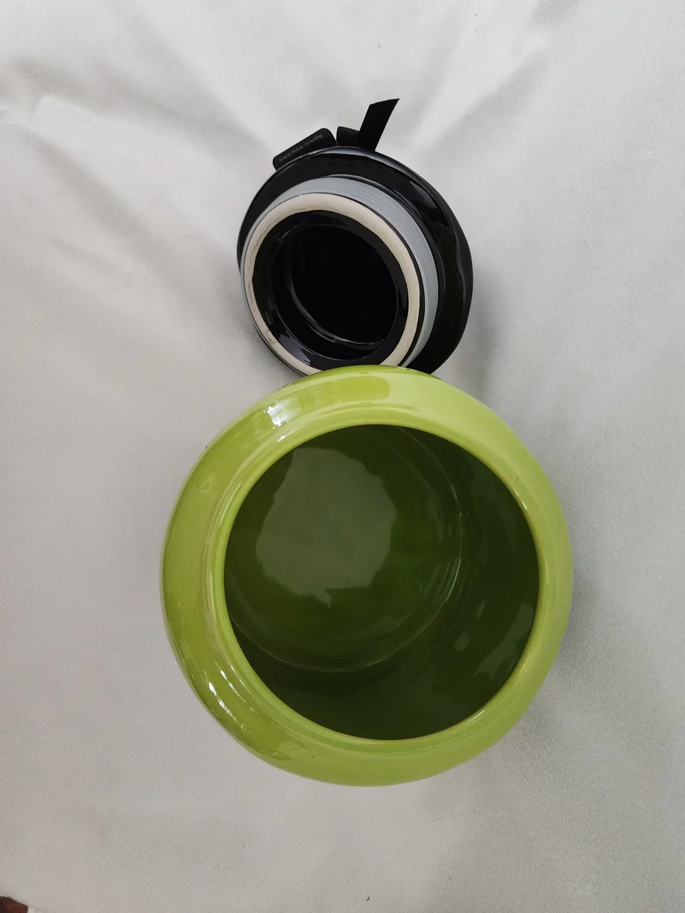 Halloween Green Ceramic Treat Jar with Black Witch Hat Lid Wizard Of Oz